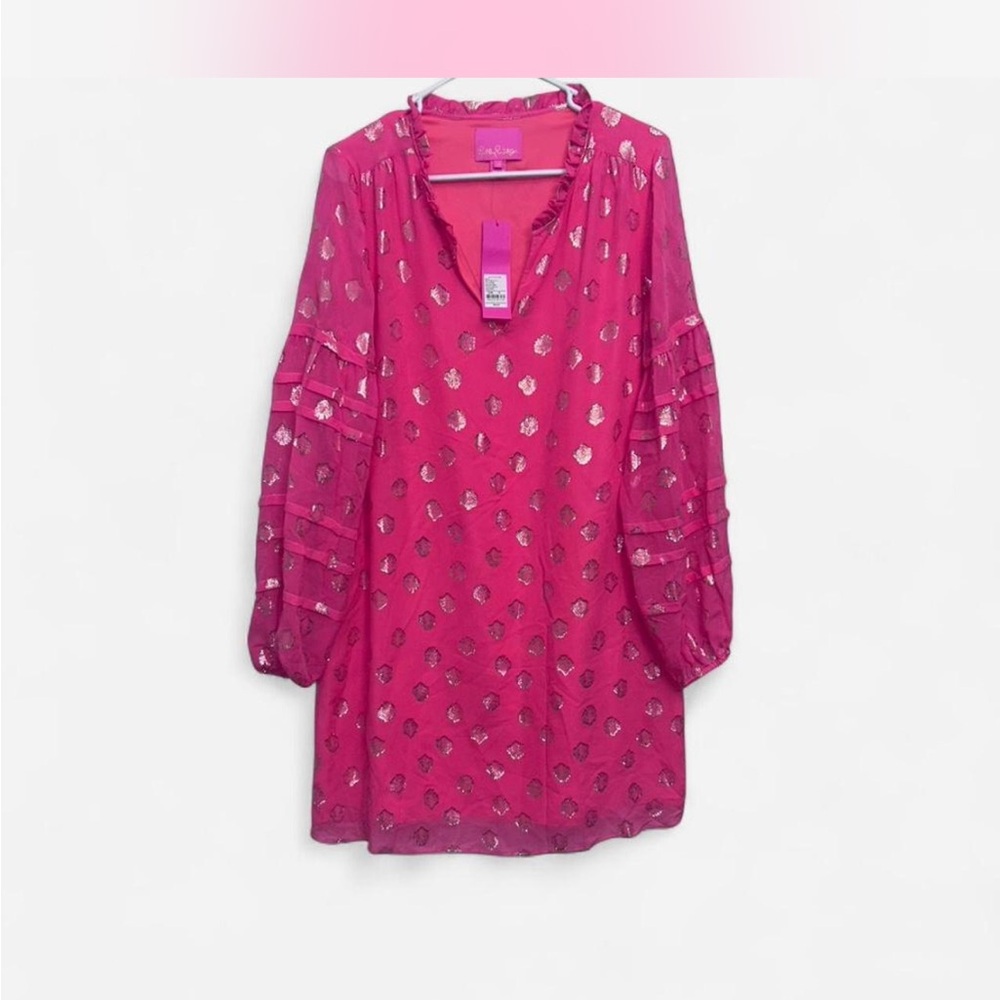 Lilly Pulitzer Coral Dress with Metallic Gold Dots